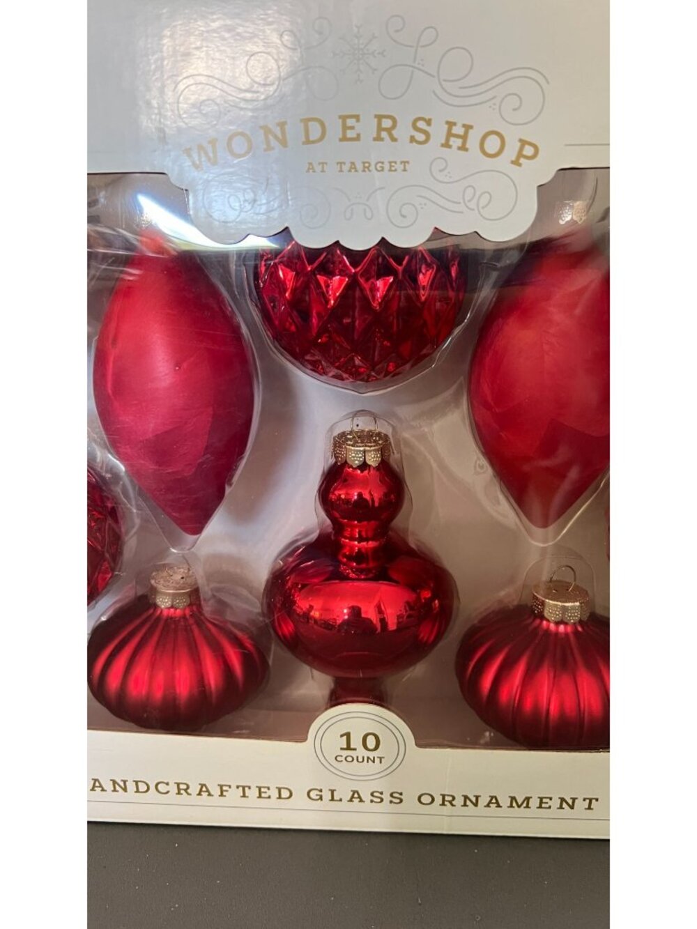 Wondershop Handcrafted Glass Ornament Set 10-Count Red Christmas - Picture 4 of 4